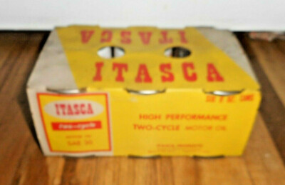 Vintage ITASCA NOS Two Cycle Snowmobile Motor Oil CAN 6 Pack Carrier Holder RARE