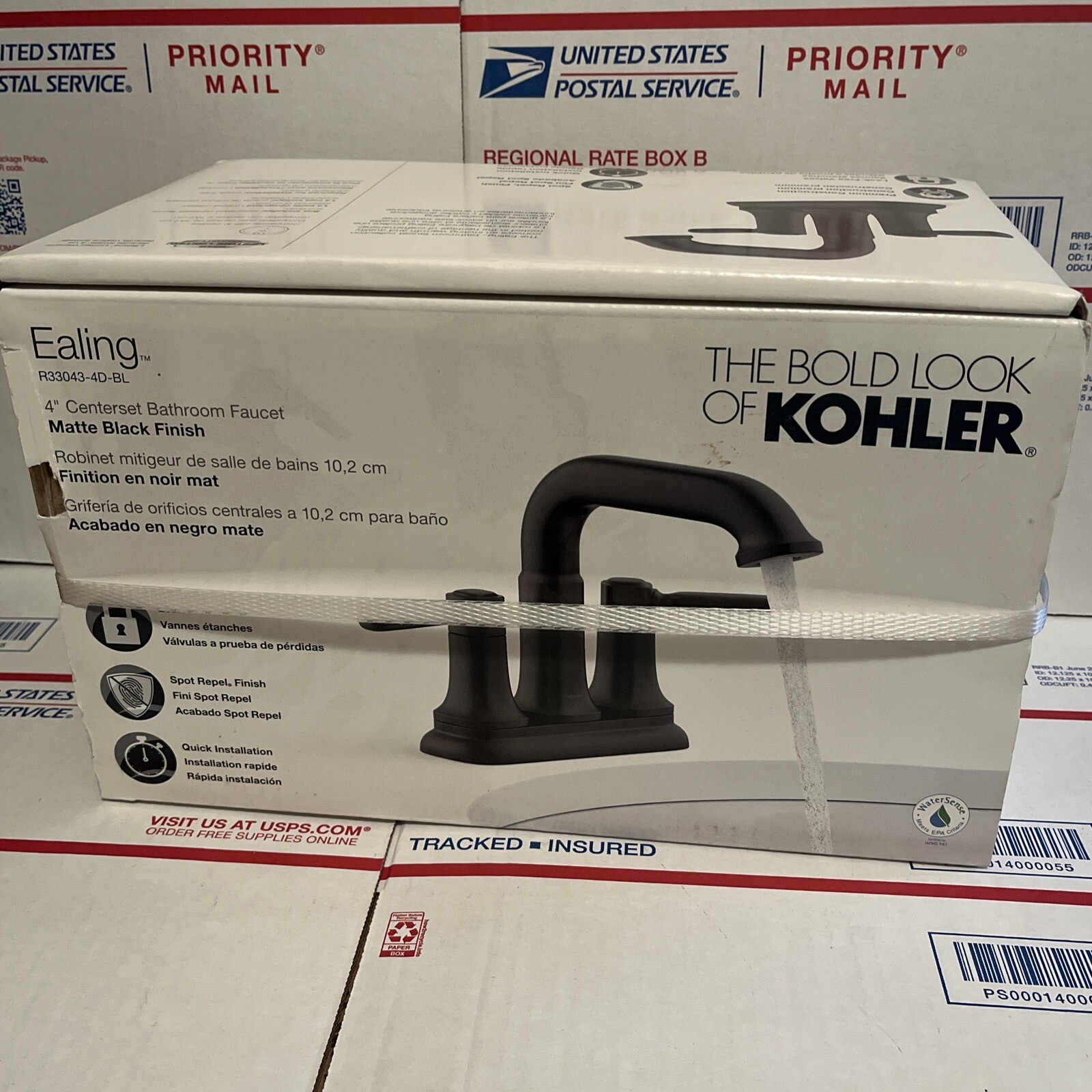 KOHLER Ealing Matte Black 4in centerset 2handle WaterSense Bathroom