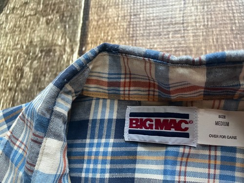 VINTAGE BIG MAC PLAID LONG SLEEVE SHIRT BLYE MENS MEDIUM EXCELLENT - Picture 3 of 6