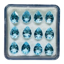 VVS 12 Pcs Natural Sky Blue Topaz 8x6mm Pear Cut Top Quality Loose Gemstones Lot
