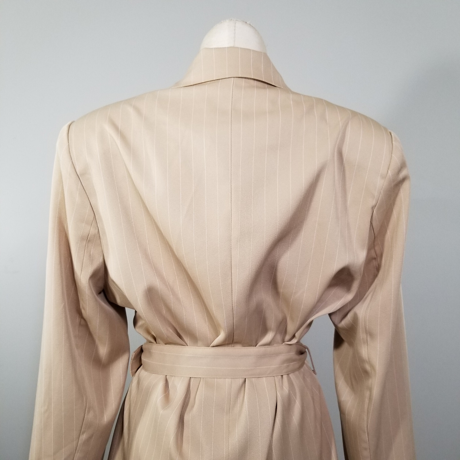 Nasty Gal Collection Beige Pinstripe Belted Blazer Jacket Mini Dress Womens 4 image 6