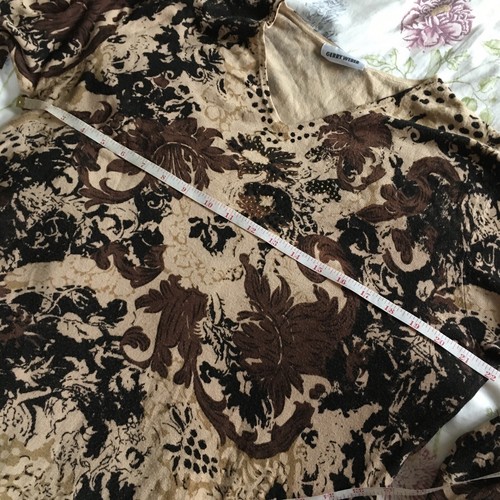 GERRY WEBER DESIGN Gorgeous Spring jumper UK 16 Grey Black Tan Brown Floral - Picture 2 of 7