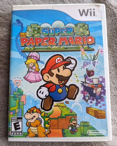 Nintendo Wii SUPER PAPER MARIO Game 100% Complete (2007) CIB