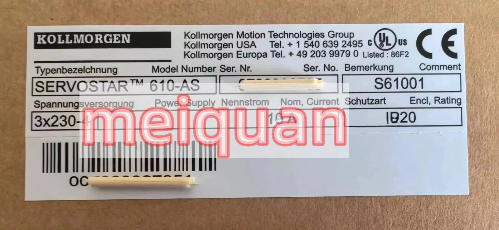 New Kollmogen SERVOSTAR 610-AS S61001 servo drive Fast Delivery DHL/FedEX！