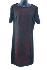 ELIE TAHARI Dress Women 10 Sheath Black Red Lined Pleated Zip Church Career