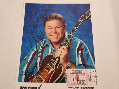 Roy Clark Hand Signed Photo 8X10 Country Music Singer HEE HAW 1991 Ticket Stub - Picture 7 of 9
