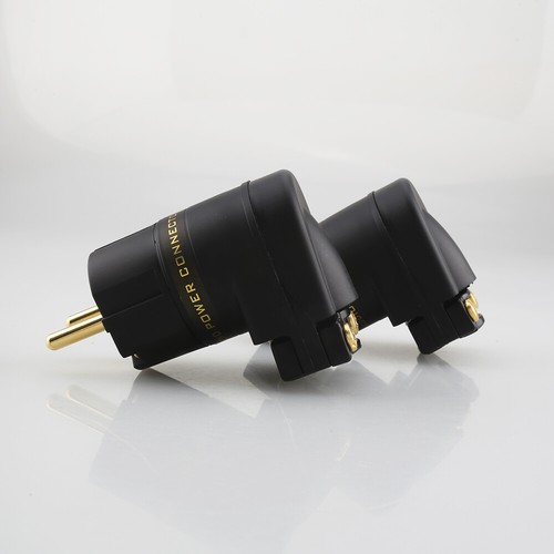 Hifi Right Angle EU Power Plug Connector IEC Female Pure Copper Gold Plated 15A - Picture 2 of 10