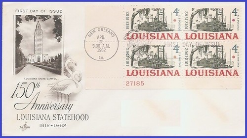 USA5 #1197 U/A ARTCRAFT FDC PB4 Louisiana Statehood