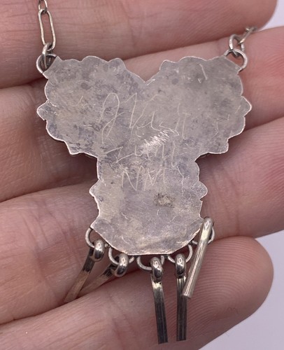 Zuni Sterling Rosa MOP Halskette Ohrring Set Signiert Vacit Petite Point Hänger - Bild 12 von 14