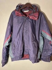 Vintage 90s Columbia Bugaboo 3-in-1 Coat Mens XL Aquaberry Made in USA Aztec
