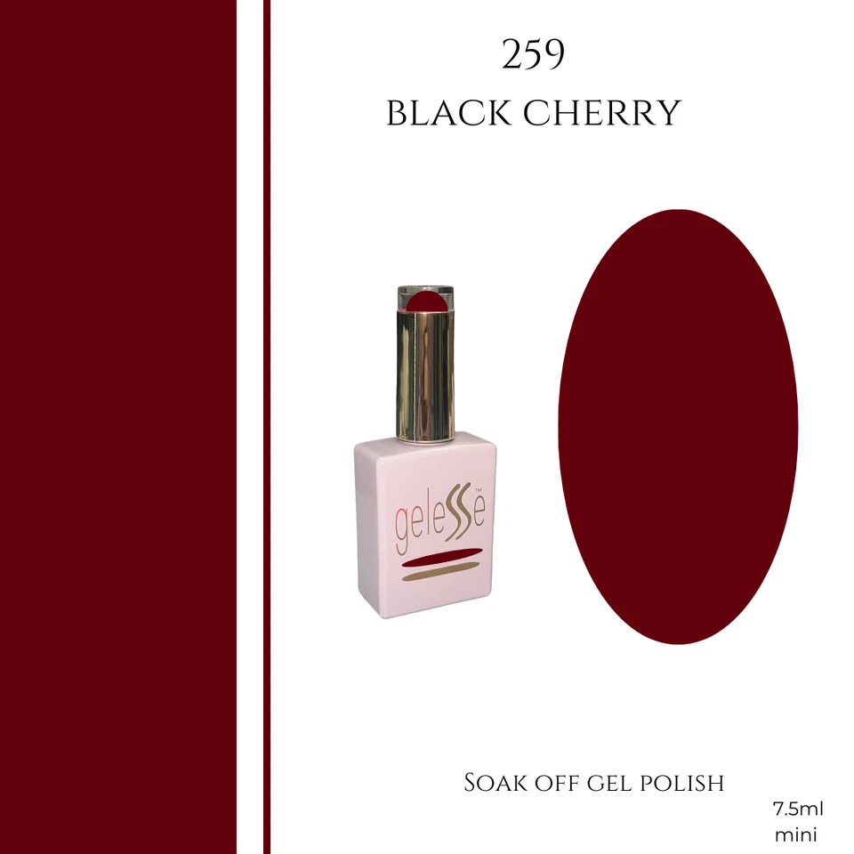 BLACK CHERRY geleSSe gel nail polish dark winter red, soak off, nails