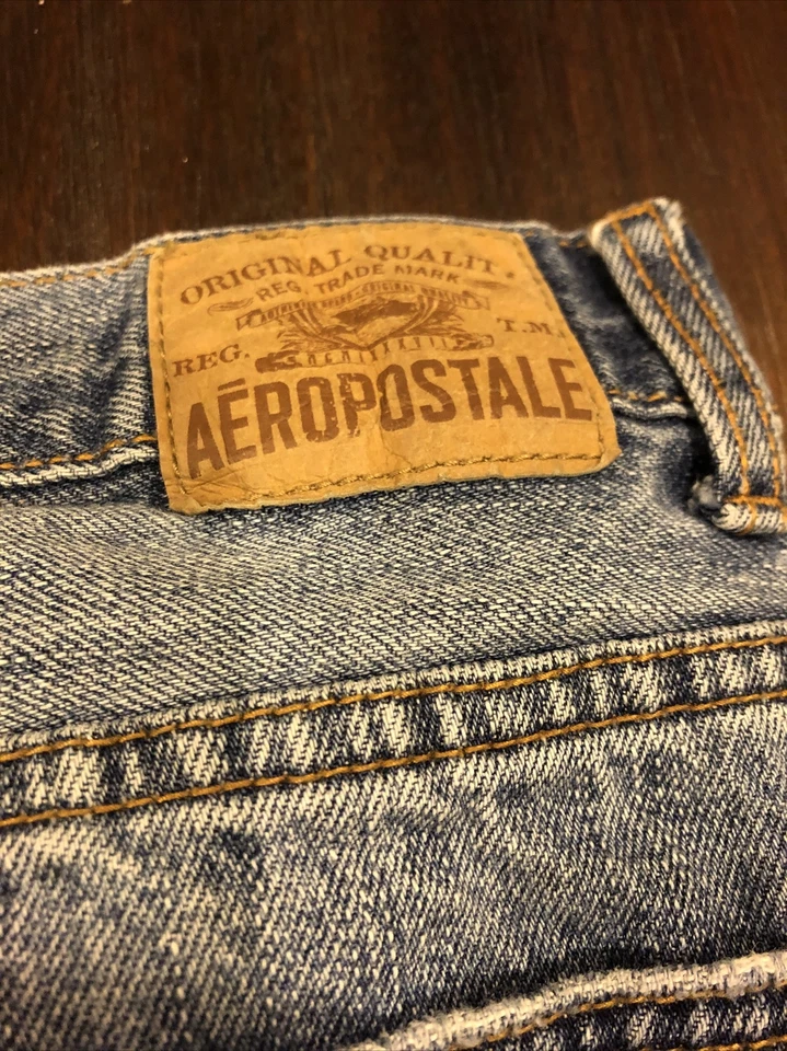 Aeropostale Driggs 修身靴型男孩蓝色牛仔裤 27 X 28 裤子 — 第 2/4 张图片