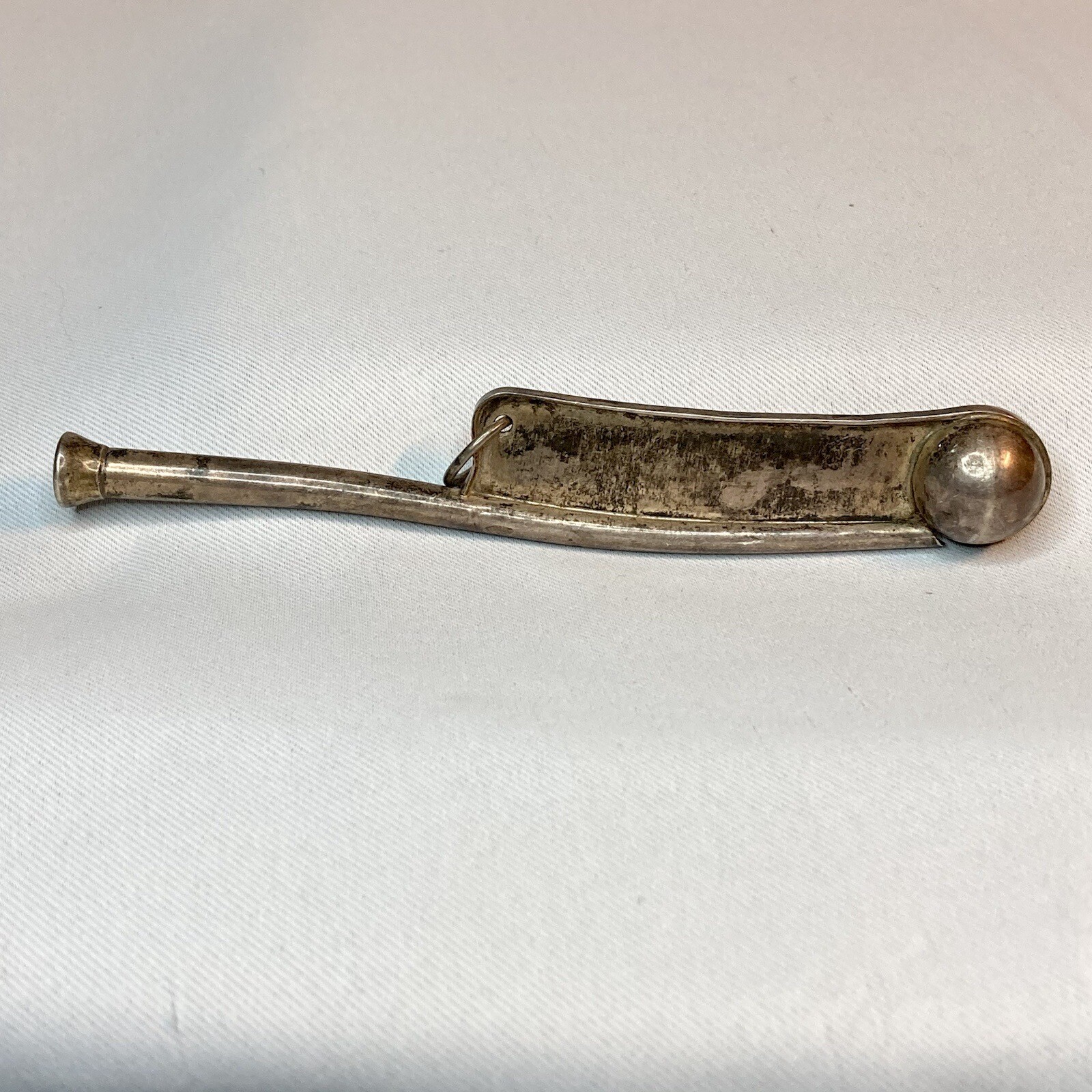 STERLING SILVER Antique Bosun Whistle Boatswain Nautical Lanyard Ring