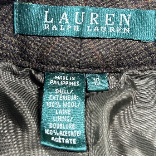 Lauren Ralph Lauren Hose Damen 10 braun Wolle kariert Bündchen klassisch Arbeitskleidung - Bild 7 von 14