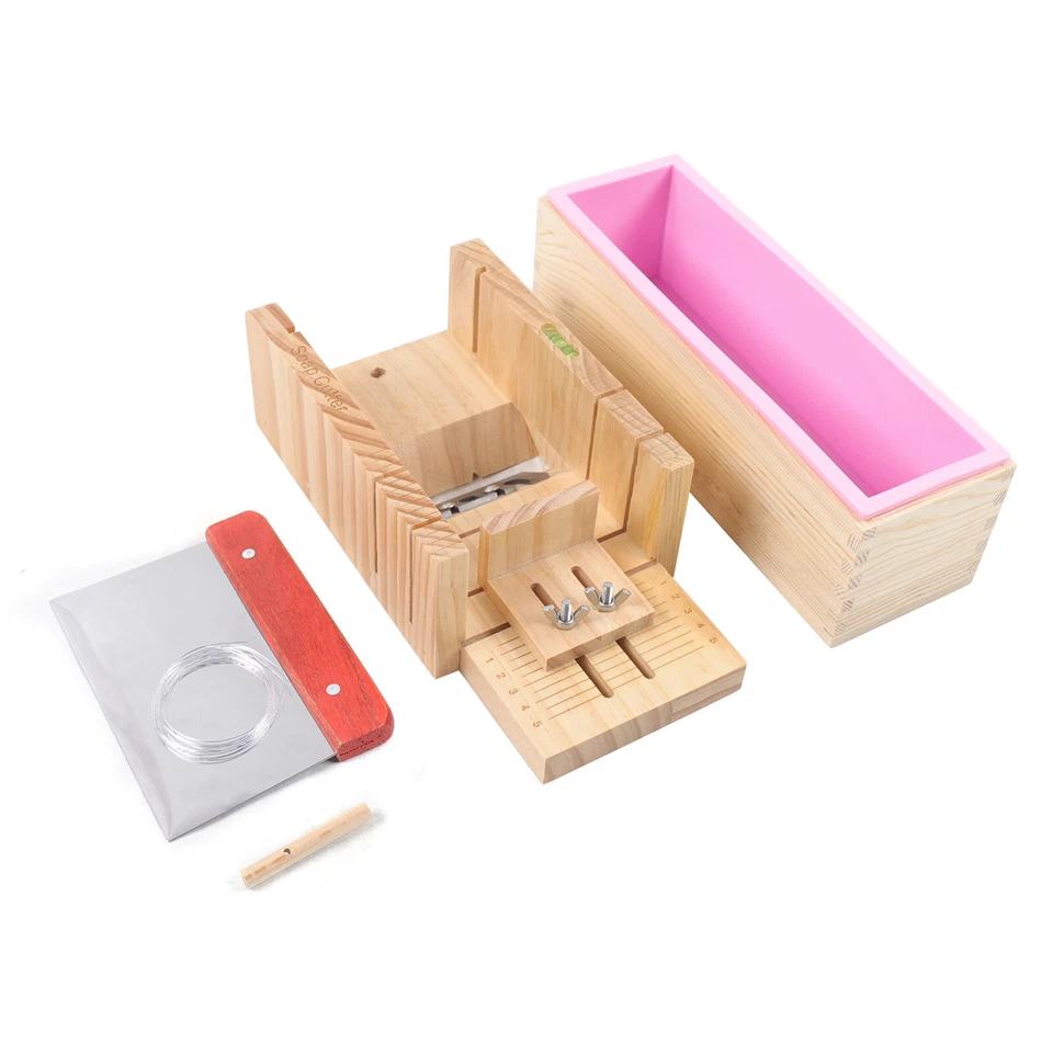 Silicone Soap Mold Wooden Box Cutter Set Making Toast Loaf Cake Baking Mold Tool - Image 2 of 4