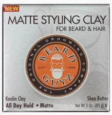 Beard Guyz Moldable Matte Styling Clay For All Day Hold Hair Kaolin 3 oz New Guy