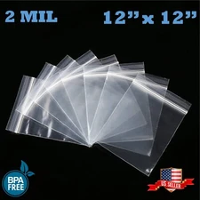 12" x 12" Clear Zip Seal Plastic Bags 2Mil Jewelry Pill Zipper Top Lock Baggies