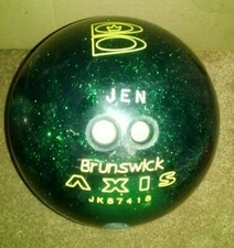 Vintage Rare Brunswick AXIS JK 87418 Green Glitter Jen Bowling Ball 10 Lbs