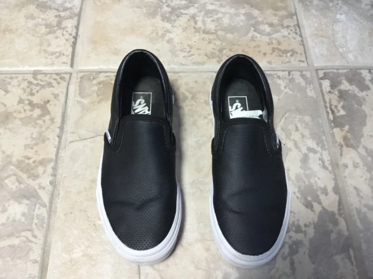 Black leather best sale boys vans