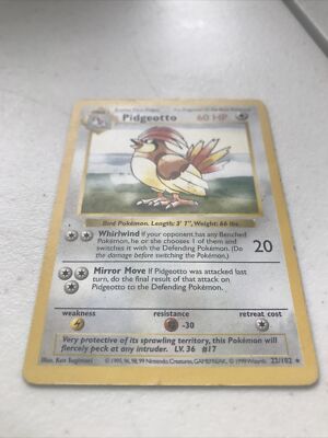 Pidgeotto - Shadowless - Base Set - Rare - 22/102 - 1999 WOTC