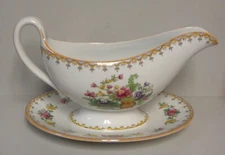 Spode PEPLOW (YELLOW TRIM) Gravy Boat with Attached Tray BEST More Items Here