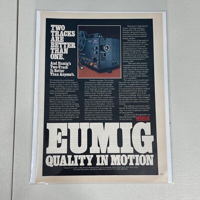 Vintage EUMIG 1979 Super 8 Projector Decor Original Print Ad Advertising