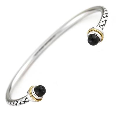 Andrea Candela 18k Gold Sterling Smokey Quartz Vintage Cable Bangle ACB294-SQ