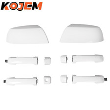 White Mirror Covers & Door Handle Set For Toyota Tundra Sequoia 2011-2018 2019