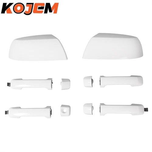 White Mirror Covers & Door Handle Set For Toyota Tundra Sequoia 2011-2018 2019