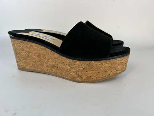 Jimmy Choo sandals Deedee platform wedge black suede 39.5 uk6.6 rarely worn *LC - Picture 4 of 10