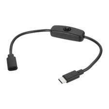 USB Type C Switch Extension Cable, 22AWG Copper Core 3A Power Cord, Black 0.9FT