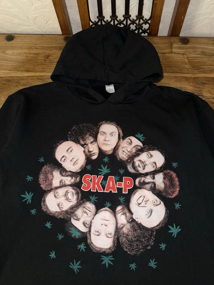 Sudadera con Capucha Ska-P De Colección Talla L Banda Ska Punk Años 90 Gira Gráfico Pullover Manga 3/4 Foto 3 de 4