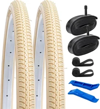 2-PCS 26X1 3/8 (37-590) Road Bike Tires and 26X1 3/8" Heavy Duty Bike Tubes Schr