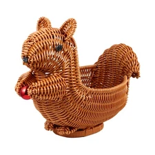 Squirrel Fruit Basket Large Creative Woven Rattan Bowl for Home Kitchen Stora...