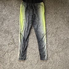Nike Pro Dri-FIT High Rise Ankle Geometric Leggings Gray Yellow Black S