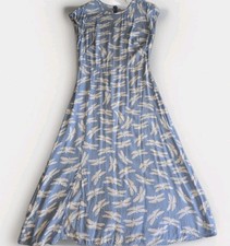 Loft Blue & White Butterfly Print Dress Side Slit Sz 2 Barely Used Beautiful 