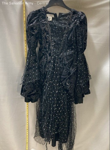 Chasing Fireflies Girls Black Polka Dot Long Sleeve Fit & Flare Dress Size 10