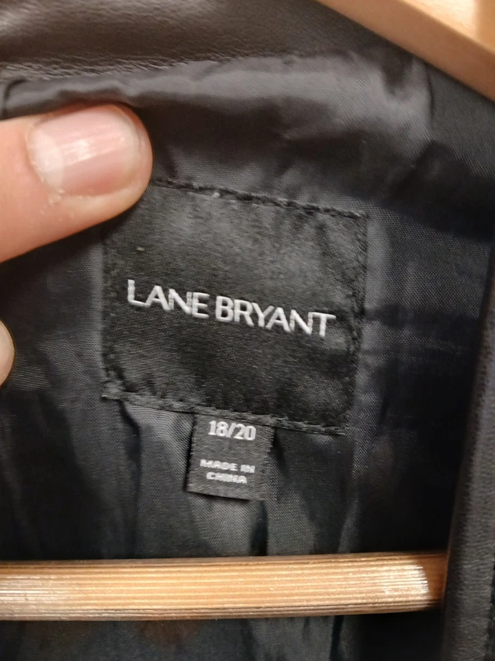 Chaqueta Lane Bryant imitación cuero lentejuelas metálicas cinturón diseñador talla 2X Foto 3 de 4