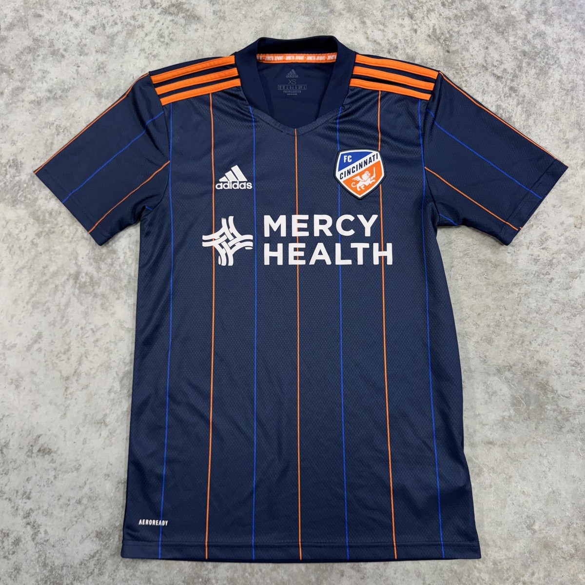 FC Cincinnati Jersey Shirt Mens XS Navy Orange MLS Soccer Mercy Health  Adidas