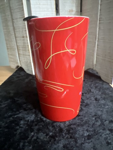(#812). Starbucks 2020 Ceramic Travel Cup Mug 14oz Christmas Lid FA LA LA LA LA - Picture 5 of 9