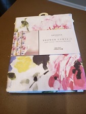 White With Pink, Yellow,  Blue Floral Shower Curtain