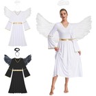 Damen Engelkostüm Engel Kleid Mit Flügeln Set Karneval Weihnachten Party Kostüm