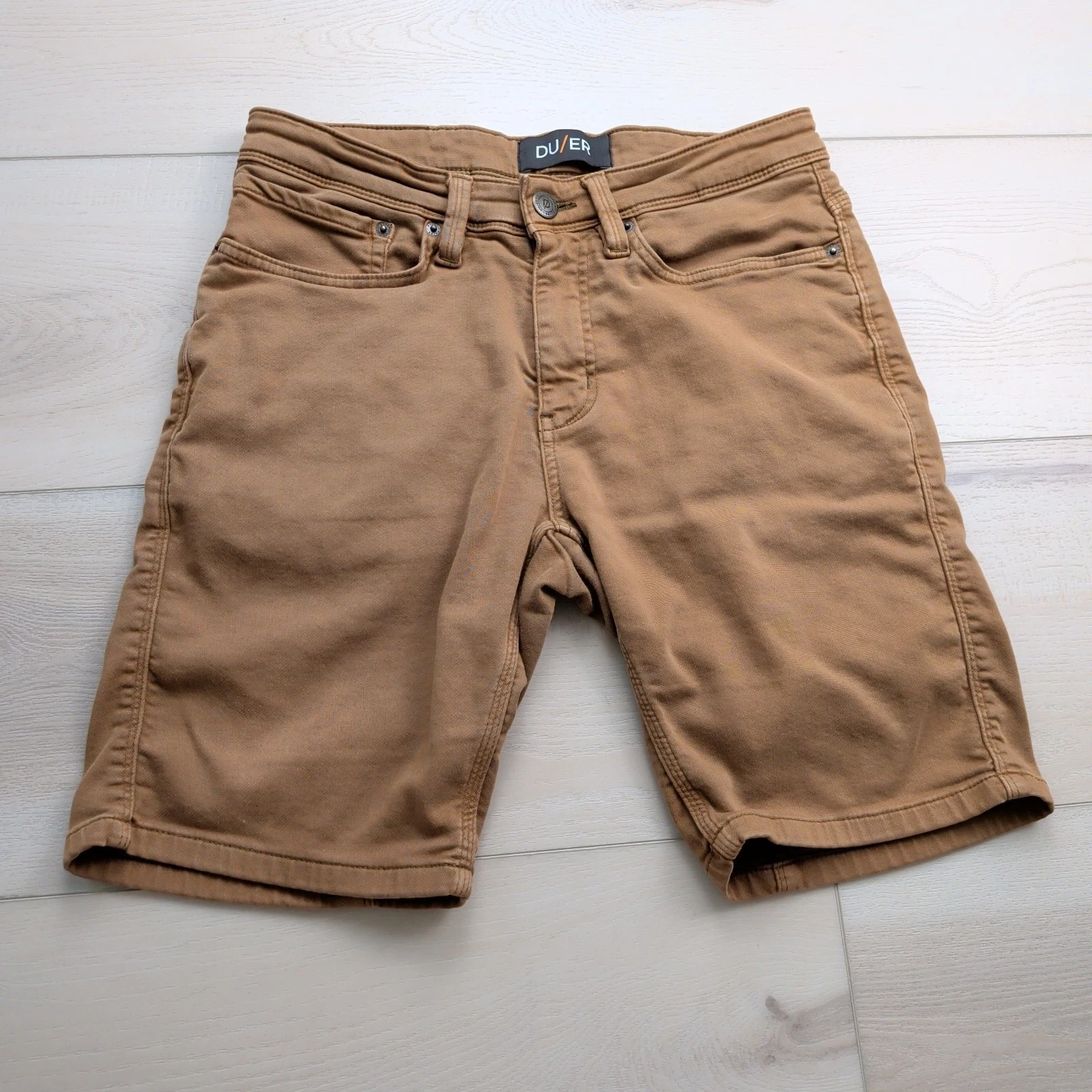 DU/ER Duer Shorts Mens 30 Brown No Sweat Slim Fit N2X Cotton Stretch 5 Pocket
