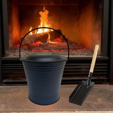 11.2L Ash Bucket Black Multifunctional Shovel for Outdoor Hearth Fire Pits