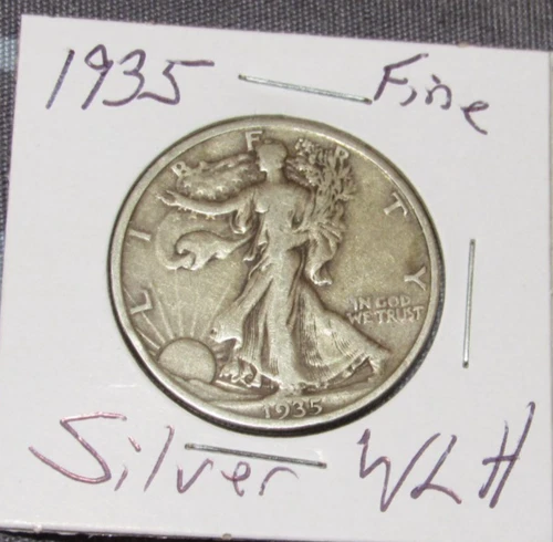 Fine Silver 1935 p Philadelphia Mint Silver Walking Liberty Half Dollar 1/2 WLH