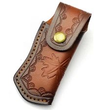 1 Pcs Leather Fold Knife Sheath Scabbard Outdoor Protect Cover Belt Loop Case