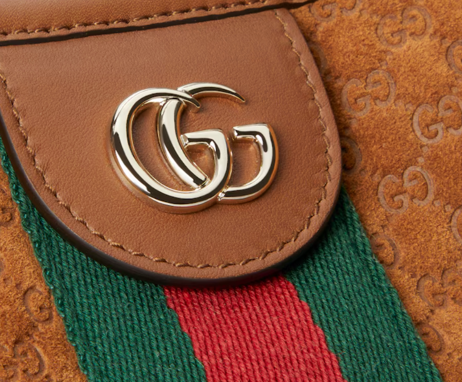 NEW GUCCI Giglio Brown GG Suede Large Tote Bag 853971 Japan