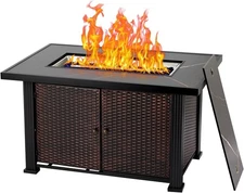 44" Propane Fire Pit Table Outdoor Steel Fire Table 50,000 BTU with Cover Lid