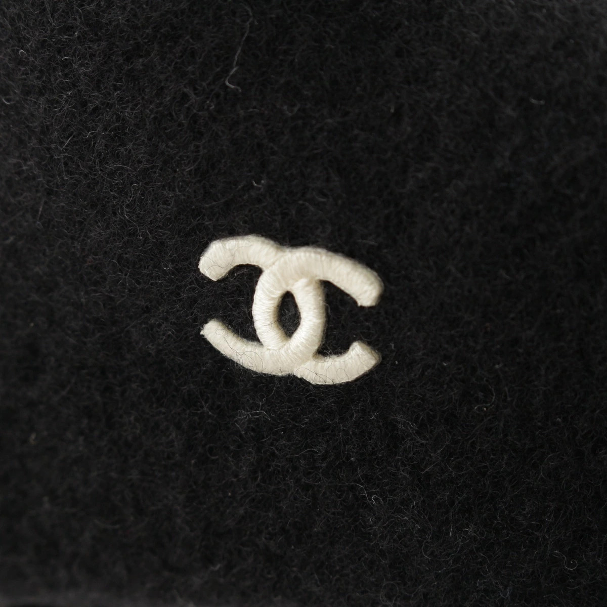 Chanel 98P Wool Coco Mark Embroidered Handwritten Tag Beret Black 57 *Pqb1129 thumbnail 10