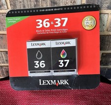 Lexmark 36 37 2PK Black Color Ink Cartridges Sealed Box New